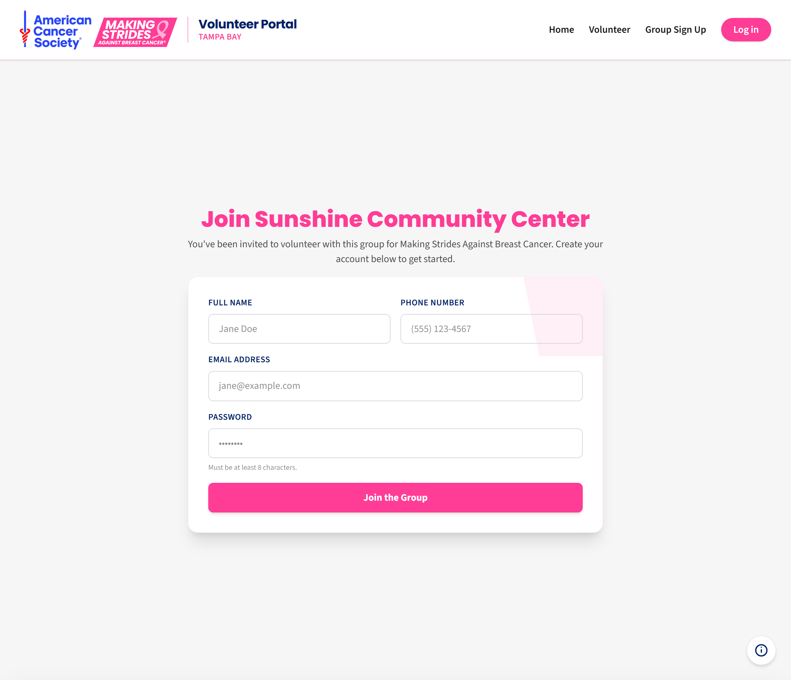 Joining a group through an invite link