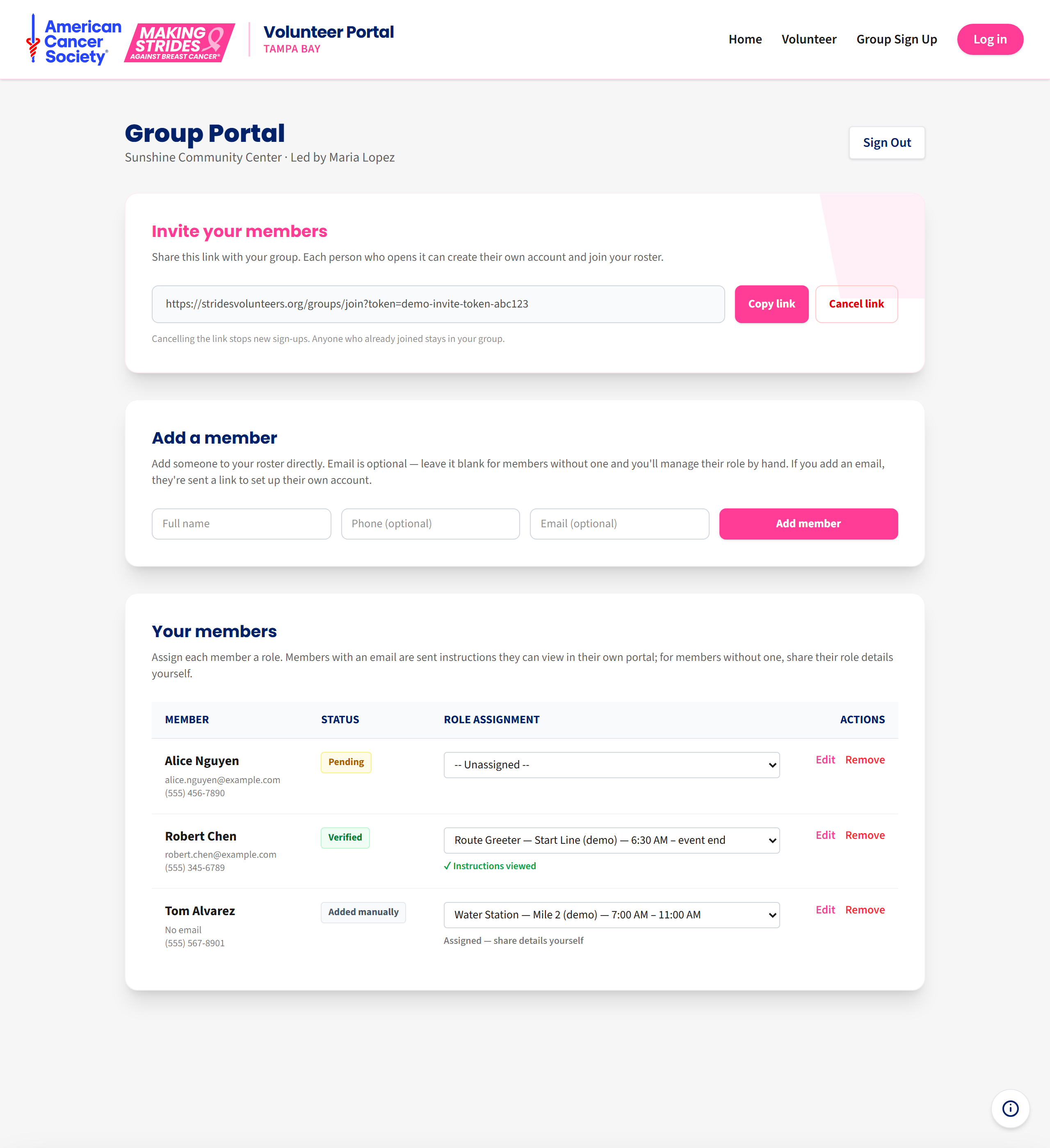 The group leader portal